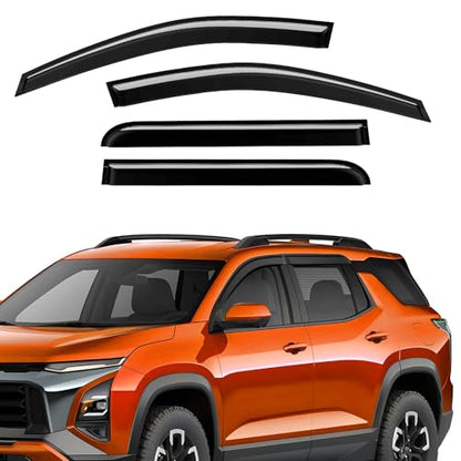 Tape-On Rain Guards Compatible with Chevy Equinox 2025 2026 Window Deflector Out Channel Extra Durable Side Sun Guard 2025 Equinox Visor Deflectors Black 4 PCS - size: Fit for Chevy Equinox 2025-2026