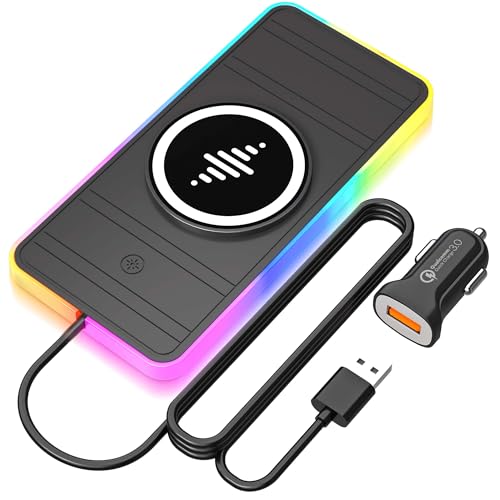 Magnetic Wireless Car Charger Pad, LANSEMKU RGB 15W Wireless Car Charging Pad for Magsafe Wireless Charger for Car iPhone17 16 15 14 13 12 11 Pro Max