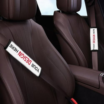 Custom Car Seat Belt Cover Universal Fit Personalized Car Seat Belt Cover Pad with Your Photo Text Logo DIY Shoulder Strap 2 Piece Sedan SUV Truck Van Interior Accessories - color: Custom