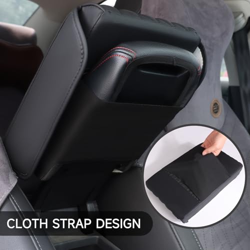 Einesin Center Console Cover, Arm Rest Cover, Memory Foam Microfiber Leather Car Armrest Cover Cushion with 2 Storage Bags, Universal Center Console Covers for Cars/Truck/Auto/SUV (Black) - color: black