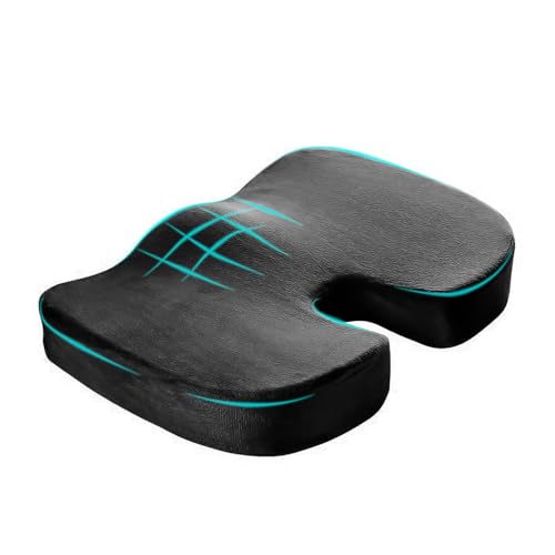 Car Seat Cushion, Memory Foam Cushion for Tailbone Pain & Sciatica Relief, Ergonomic Seat Cushion Comfortable Chair Relief Pillow for Car Office Wheelchair, car Accessories (Black) - color: Black