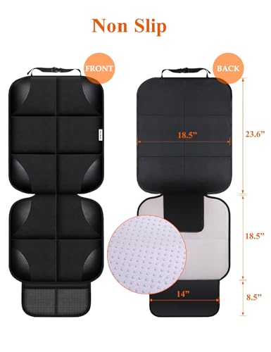 Meolsaek Car Seat Protector for Child Car Seat, Durable 600D Fabric Waterproof Car Seat Cover with Thick Pad Non-Slip Backing，No Imprints (Black 2pcs) - color: Black 2pcs