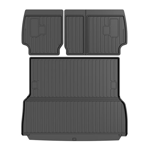 AOMSAZTO Cargo Mat and Backrest Mat Compatible with Toyota Land Cruiser 2024-2025: TPE All Weather Protection Car Cargo Liner - 1st & 2nd Row - Rubber Trunk Mat (Only for 5 Seat) - style: 2024-2025 | For Toyota Land Cruiser | Cargo Mat Set
