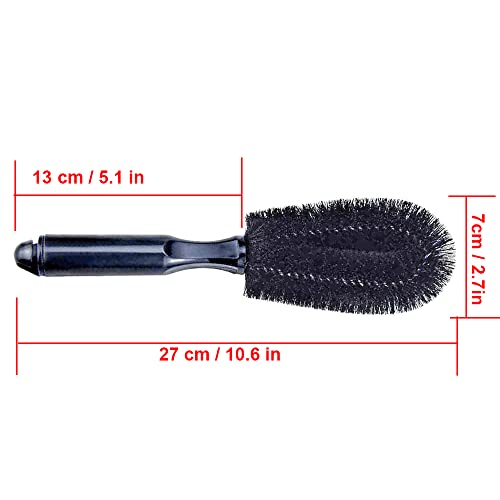 Set of 3 Wheel Cleaning Brushes kit, Tire Rim Brush for Car, Motorcycle or Bicycle Tire Washing Tool (Black)