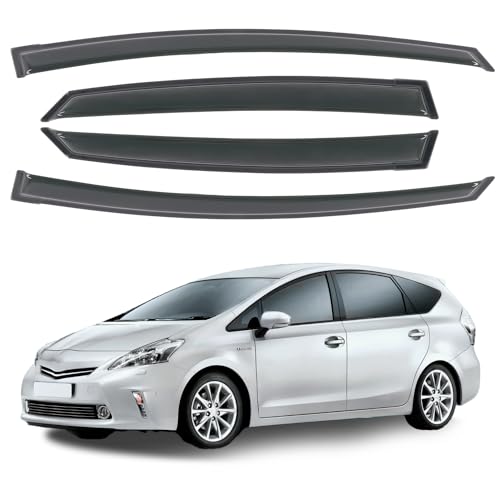 4PCS Rain Guards Fit for 2010-2015 Toyota Prius Excludes Prius V & Prius C, Tape on Side Window Visor Deflector, Dark Smoke Vent Shade Shield, 2010 2011 2012 2013 2014 2015 - size: For 2010-2015 Prius