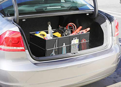 EPAuto Foldable Car Trunk Organizer, 3-Compartment with Removable Divider, Black - color: Black, size: 3-compartment