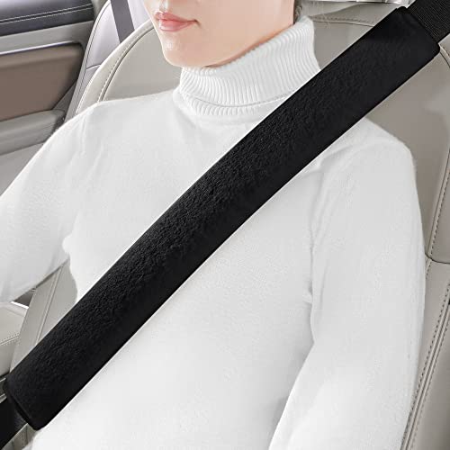 LACDL Extra Long Seatbelt Cover Super Soft Furry for Adults Kids Women & Men, Thick Plush Full Car Seat Belt Strap Cushion, Fluffy Shoulder Pad Protector, Auto Interior Accessories, 1pc, Black, 25.5in - color: Black, size: 25.5in - 1pc