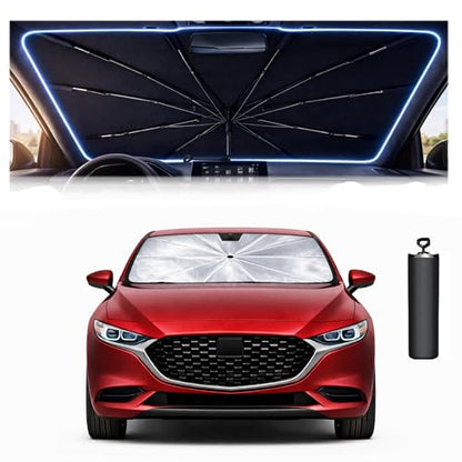 2026 Upgraded Car Windshield Sun Shade Umbrella - Custom-Fit for Mazda 3 2019-2026 Umbrella Sunshade,Easy Install,UV Protection & Heat Reflective,Keep Interior Cooler with Storage Bag - size: For Mazda 3 2019-2026