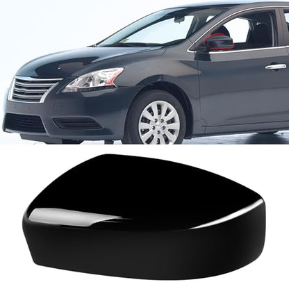 Moonlinks Compatible with Nissan Sentra 2013 2014 2015 2016 2017 2018 2019 Left Side Mirror Cover Replacement, Glossy Black Left Driver Side Door Rearview Mirror Cap Trim - size: Left Black