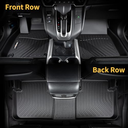 GINOWY-Floor Mats for Buick Enclave 2018-2024, TPE All Weather Mats Enclave with 2nd Row Bucket Seats, Non-Slip Waterproof Winter Enclave Floor Liners Accessories, Black - style: 1) for Buick Enclave 2018-2024 Floor Mats