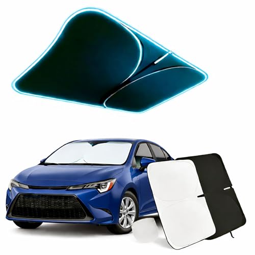 Car Windshield Sun Shade, Helps Keep Interior Cooler & Improve Comfort, Reinforced Edges & Flexible Frame, Foldable Design for Daily Use & Long Parking, Suitable for Most Sedans - size: 55 x 27 in