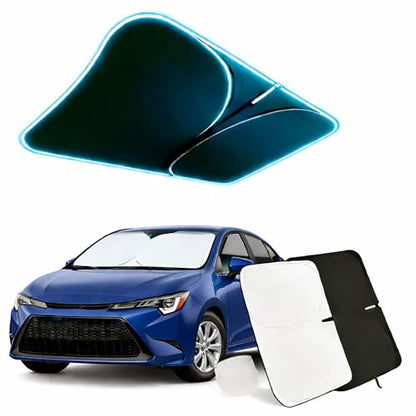 Car Windshield Sun Shade, Helps Keep Interior Cooler & Improve Comfort, Reinforced Edges & Flexible Frame, Foldable Design for Daily Use & Long Parking, Suitable for Most Sedans - size: 55 x 27 in