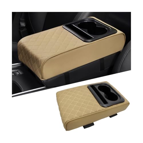 Mandark Car Center Console Armrest Pillow, Leather Memory Foam Auto Arm Rest Box Cover, Waterproof Automotive Interior Elbow Protector Accessories, Universal for SUV Sedan Truck (Beige) - color: Beige, size: Style B