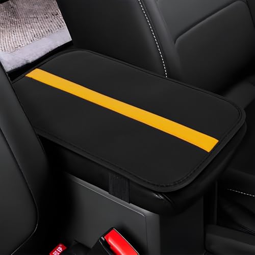 wuyaoyao Car Center Console Cover, 12.6"×7.87" PU Leather Armrest Cover for Cars, Stylish Auto Armrest Cushion Pad, Waterproof Vehicle Arm Rest Protector, Interior Car Accessories (Black+Orange) - color: Black+Orange