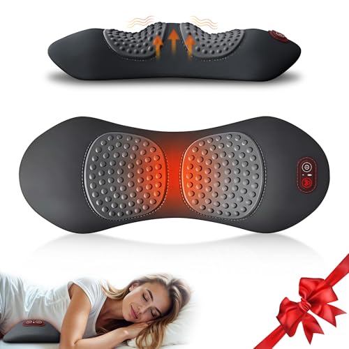 3 in 1 Upadate Rechargeable Electric Lumbar Support Pillow with Adjustable Height for Bed and Chair,Cordless Back Massager for Pain Relief Deep Tissue,Back Massager with Heat for Home & Office