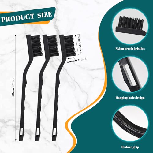 12 Pcs Mini Nylon Brush Set, Nylon Scratch Brush with Curved Handle, Cleaning Weld Slag and Rust - style: Nylon