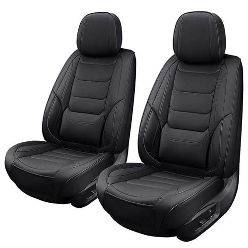 Leather Car Seat Covers Waterproof Front Seat Covers Breathable Seat Protectors Universal Fit for Most Automotive Cars SUV Van Trucks (Black,Front Pair) - color: Black3, size: Front Pair