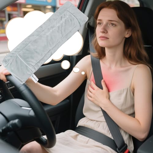 Seat Belt Pillow for Post Surgery, Heart Surgery Pillow, Protector for Breast Cancer, Mastectomy Seatbelt Cushion, Hysterectomy Recovery Pads Must Haves for Adults(Light Gray)