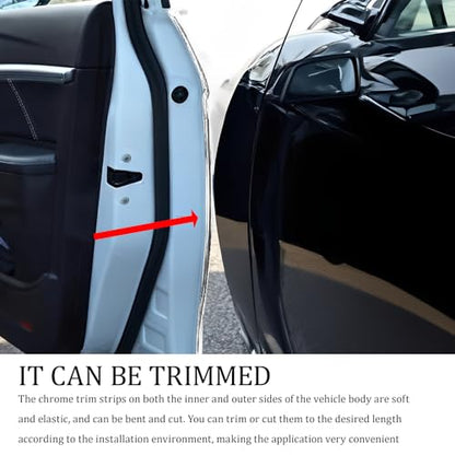 Automotive Chrome Trim Molding, 15MM Wide Car Decorative Protect Strips, Car Body Self Adhesive Anti Collision Strips, Universal Exterior Trim Strips for Motor Truck RV Door Window Bumper