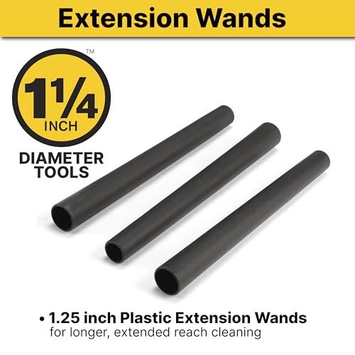Shop-Vac 9061400 1.25 Inch Diameter Extension Wands, 3-Piece Set, Durable Black Plastic, Ideal for Extended Reach With 1.25 Inch Hoses - style: Extension Wands