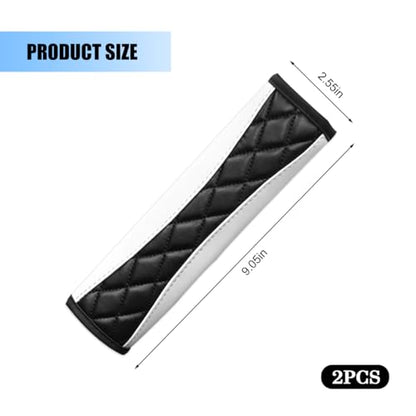 2PCS Car Seat Belt Cover, Soft Comfortable Leather Vehicle Seatbelt Shoulder Pad Cushion, Breathable Automotive Interior Seat Strap Harness Mat, Universal for RV SUV Truck (White) - color: White