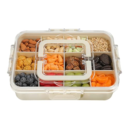 Xyptorix Snack Box Container for Kids - Adjustable 12-Compartment Snack Containers, Reusable Bento Box, Dishwasher Safe, BPA-Free, Perfect for School, Travel, Camping & Picnic, Ivory White - color: Ivory White, size: Medium