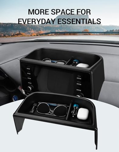 Ecarzo Dash Tray Phone Holder Compatible with 2021-2024 Toyota Sienna Interior Accessories, Hidden Storage Organizer Behind Screen Sunglass Tissue Holder（Not Fit 2025 Sienna） - size: Toyota Sienna 2021-2024 Behind Screen Tray