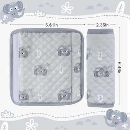 INFANZIA Car Seat Strap Covers for Infants Babies, Soft Carseat Shoulder Pads for Kids, Double-Sided Use Seatbelt Cushion Covers for Stroller, Pushchair & High Chair (Gray) - color: Gray