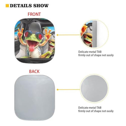2 Piece Windshield Sun Shade Funny Frog Windshield Sunshade Sun Visor Protector Sun Reflector Blocks UV Sun and Keeps Your Vehicle Cool - color: Funny Frog Printed