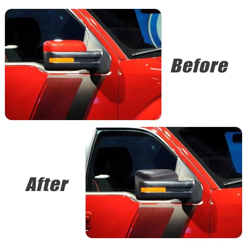 Riloer Side View Mirror Cover, 2 Packs Car Rearview Mirror Cover Cap, Side Wing Mirror Cover Cap Compatible with F-150 Limited 2013-2014 9L3Z17D743AA, 9L3Z17D742AA (Carbon Fiber Look Finish) - color: Carbon Fiber Look Finish