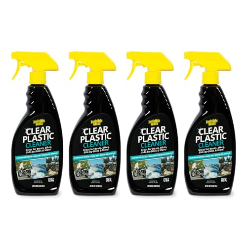 Invisible Glass 92084-4PK Clear Plastic Cleaner for Cars, Motorcycles, RVs, Boats, Helmet Visors, Golf Carts, Acrylic and Vinyl Windows, Streak-Free, Haze-Free, Removes Static, 22 Fl Oz, Pack of 4 - size: 1 Count (Pack of 4)