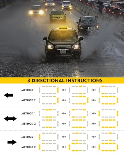 LUMENIX Amber 42 LED Rooftop Strobe Beacon Lights Magnetic Emergency Warning Traffic Flashing Light Bar for Construction Vehicles Snowplow Trucks Mail Postal (American Flag Pattern | Patented Design) - color: Amber