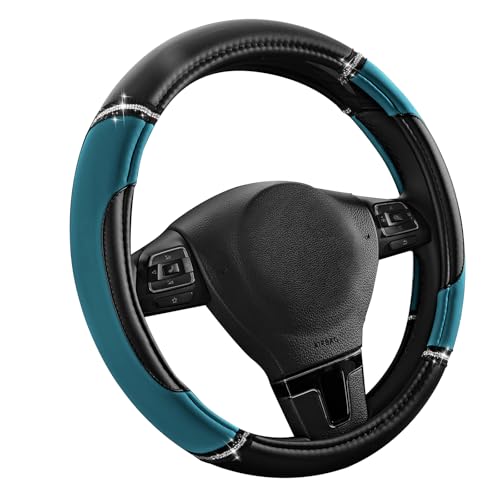 Road Comforts Leather Steering Wheel Cover - Made with PVC Leather - Anti-Slip, Universal Fit 14 1/2 inches to 15 inches - Dark Blue - color: Dark Blue
