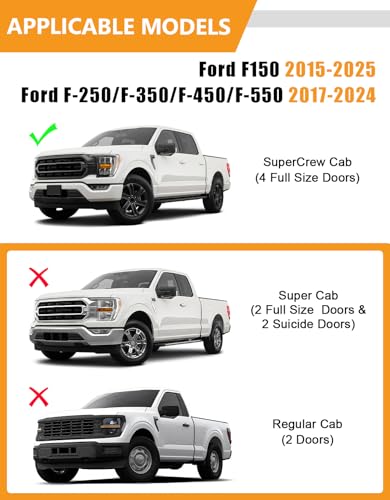 KINGGERI Under Seat Storage Boxes Compatible with 2015-2026 Ford F-150 F150 SuperCrew Cab, 2017-2026 Ford F-250 F-350 F-450 F-550 Super Duty, Upgraded Rear Under Back Seat Cargo Tool Box Organizer - size: 15-26 Ford F150 & 17-26 F250 F350 F450 F550