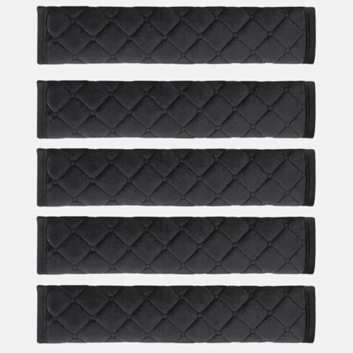 5PCS Extra Long Car Seat Belt Cover Pads, Soft Breathable Auto Seat Shoulder Strap Pad for Protecting Neck, Vehicle Interior Seatbelt Protector Accessories for Most Cars (Black) - color: Black