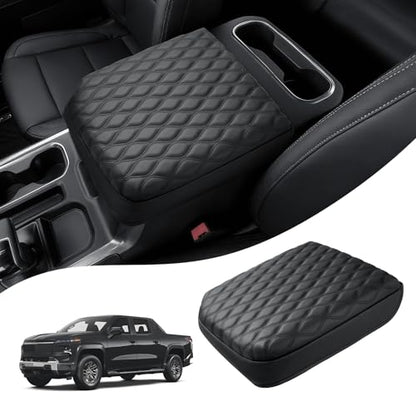 Autorder Center Console Cover for GMC Sierra/Chevy Silverado 1500 2019-2026 Accessories Armrest Cushion Cover Leather Middle Console Pad Armrest Pad Anti-Scratch(Bucket Seat Only) - size: 19-26 Chevy Silverado Wavy Texture