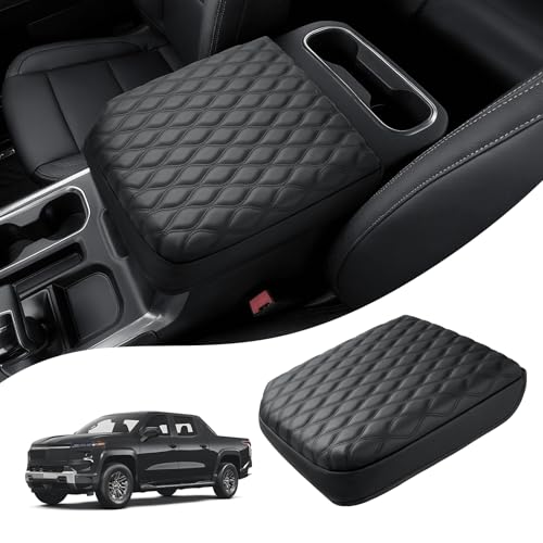 Autorder Center Console Cover for GMC Sierra/Chevy Silverado 1500 2019-2026 Accessories Armrest Cushion Cover Leather Middle Console Pad Armrest Pad Anti-Scratch(Bucket Seat Only) - size: 19-26 Chevy Silverado Wavy Texture