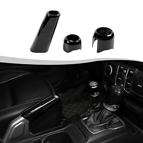 RT-TCZ Gear Shift Knob Cover Trim Handbrake Cover Drive Mode Shift Knob Cover Decorative Interior Accessories for Jeep Wrangler JL JLU & Gladiator JT 2018-2022,Black - color: Black