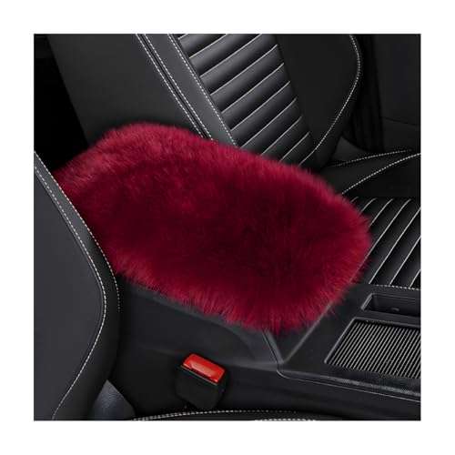Wevdn Car Center Console Cover Pad, Fluffy Middle Console Pad Armrest Seat Box Cover, Universal Furry Arm Rest Decoration Protector for Car Truck SUV, Interior Car Accessories (Wine Red) - color: Wine Red