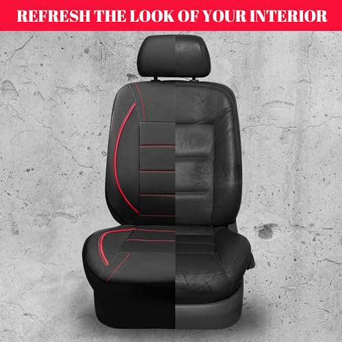 CAR PASS Universal FIT Piping Leather Car Seat Cover, for suvs,Van,Trucks,Airbag Compatible,Inside Zipper Design and Reserved Opening Holes (Full Set, Black and Red) - color: Red Black