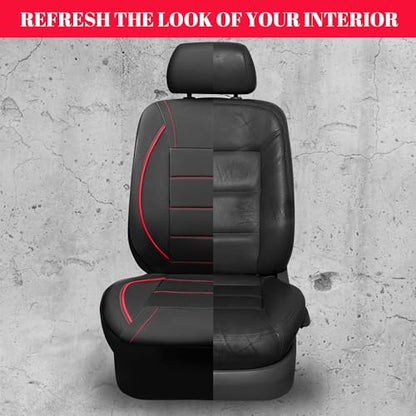 CAR PASS Universal FIT Piping Leather Car Seat Cover, for suvs,Van,Trucks,Airbag Compatible,Inside Zipper Design and Reserved Opening Holes (Full Set, Black and Red) - color: Red Black