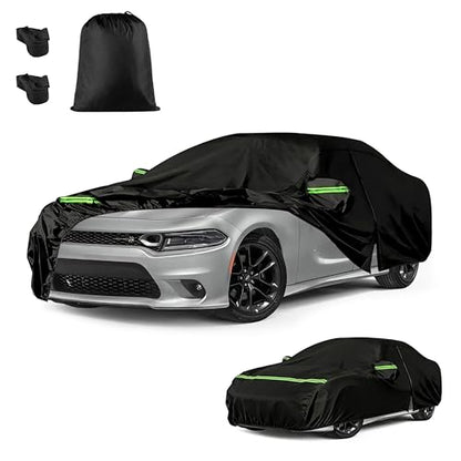 Car Cover for Dodge Charger 2006-2026, Custom Fit Waterproof All-Weather Full Car Cover for SXT, R/T, Scat Pack, Windproof Outdoor Full Cover with Driver-Side Zippered Door, UV-Resistant and Dustproof - size: for Dodge Charger