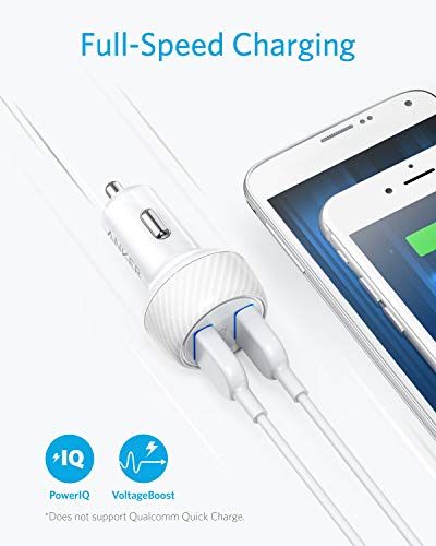 Anker 24W Car Charger 2-Port 4.8A Ultra-Compact PowerDrive 2 Elite with PowerIQ Technology for iPhone XS/Max/XR/X/8/7/6/Plus, iPad Pro/Air/Mini, Galaxy Note/S Series, LG, Nexus, HTC and More