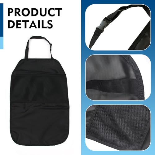2PCS Kick Mat Back Seat Protector, Seat Back Kick Mat Organizer for Kids with 2 Pocket Storage Organizer, Waterproof Car Backseat Protective Covers for Car, SUV, Minivan or Truck (Black)