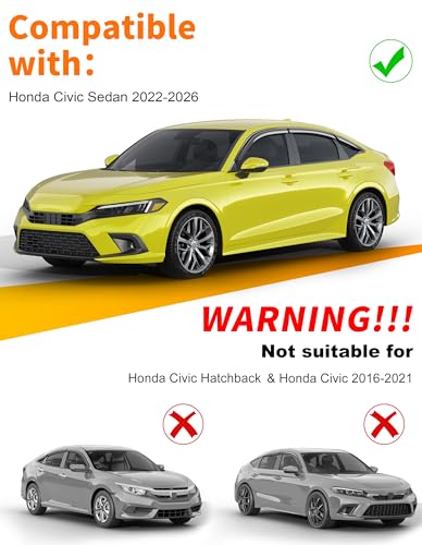 6-pcs Low-Profile Window Rain Guard for Honda Civic Sedan 4dr 2022-2026 Side Window Visors Extra-Thick Vent Visor Full Size Window Deflectors Vent Shades Car Accessories - size: Fit for 2022-2026 Honda Civic Sedan