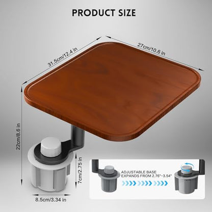 360° Rotation Car Desk for Laptop, Height-Adjustable Cup Holder Table, Wooden Car Food Tray & Laptop Mount Compatible with Tesla Model Y/3/S, Ford F150/Explorer/Maverick & Most Vehicles (Warm Walnut) - color: Warm Walnut