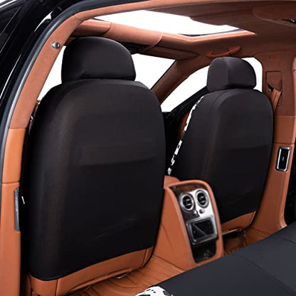 Flying Banner car seat Covers Protects Water Proof Faux Leather Carbon Fiber Front and Rear Bench (Cow Black, Full Set - 8PCS) - color: Cow Black, size: Full Set -- 8pcs