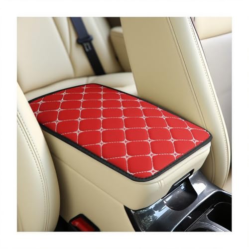Car Center Console Cushion Pad, PU Leather Vehicle Armrest Cover Protector, Anti-Scratch Automotive Interior Arm Rest Seat Box Mat Accessories, Universal for SUV Sedan Truck (Red) - color: Red