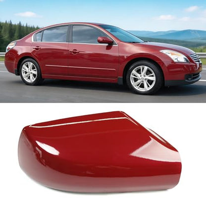 Moonlinks Mirror Cover Replacement Compatible With Nissan Altima 2.5L 2007 2008 2009 2010 2011 2012, Red Right Passenger Side Clip-on Mirror Cap WITHOUT Turn Signal, Replace for 96301-JB13E(Red) - color: Right Red
