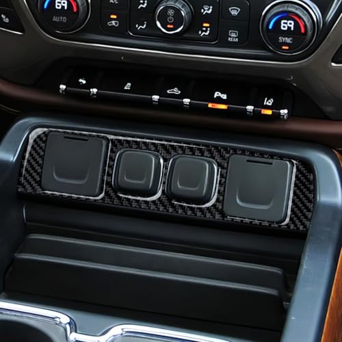 Car Central Control Cigarette Lighter Sticker Carbon Fiber Decal Cover Interior Trim for Chevrolet Silverado/GMC Sierra 1500 2500HD 3500HD 2014-2018 Accessories - color: Central Control Cigarette Lighter